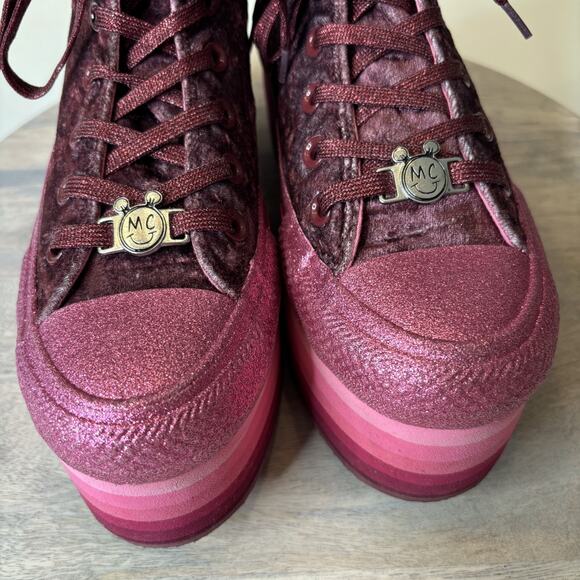 Miley Cyrus Converse All Star Velvet Glitter Pink Platform Sneakers Women’s 7 - Picture 5 of 11